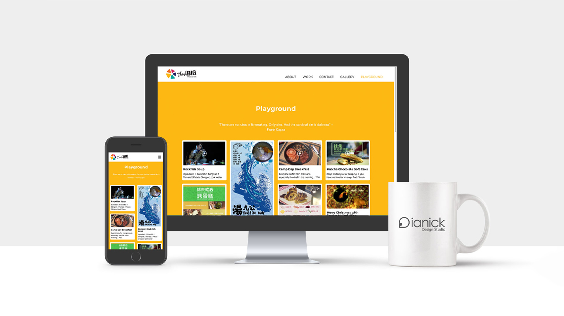 Think Big Production website page layout